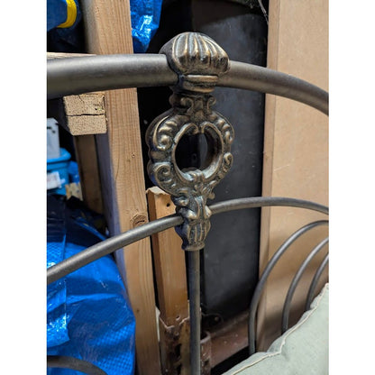 SECONDHAND SANDIES: Heavy curved leg Queen Iron Ornate Bed Frame
