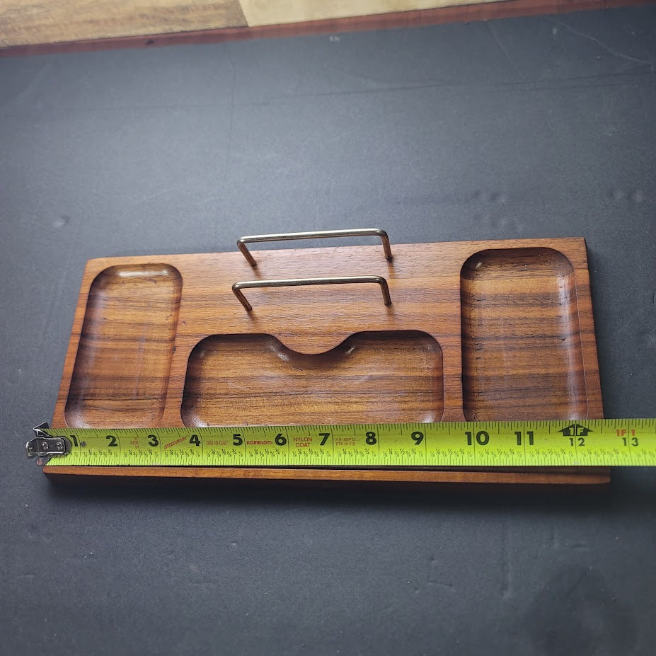 Mid-Century Modern Solid Teak Valet tray Gentlemans Desk Organizer Vanity Jewels