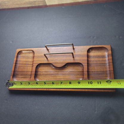 Mid-Century Modern Solid Teak Valet tray Gentlemans Desk Organizer Vanity Jewels