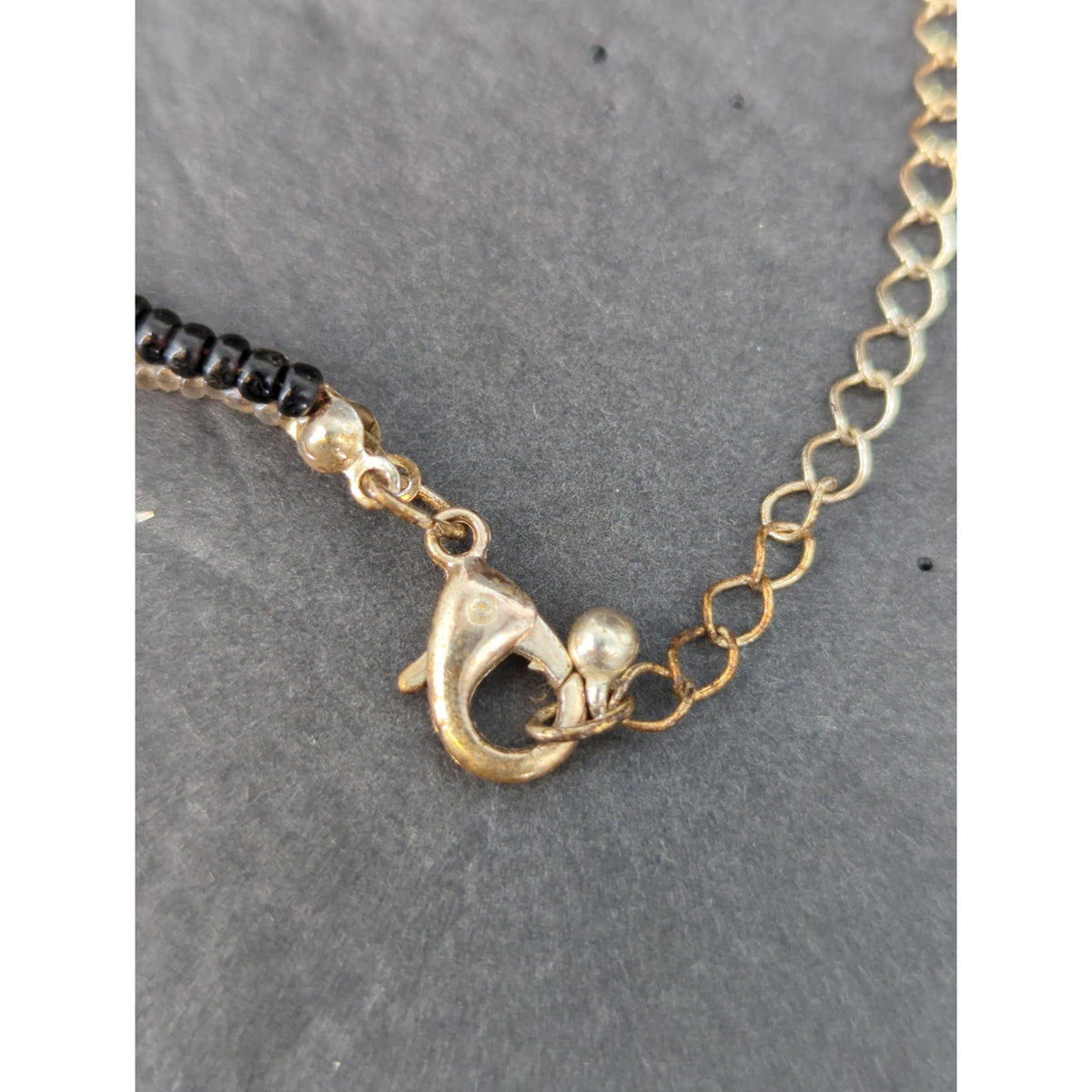 Vintage Double Strand Beaded Teardrop Pendant Necklace Mid-Century Modern