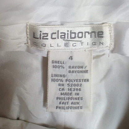 Liz Claiborne Collection White Pleated Lined Trousers Size 4