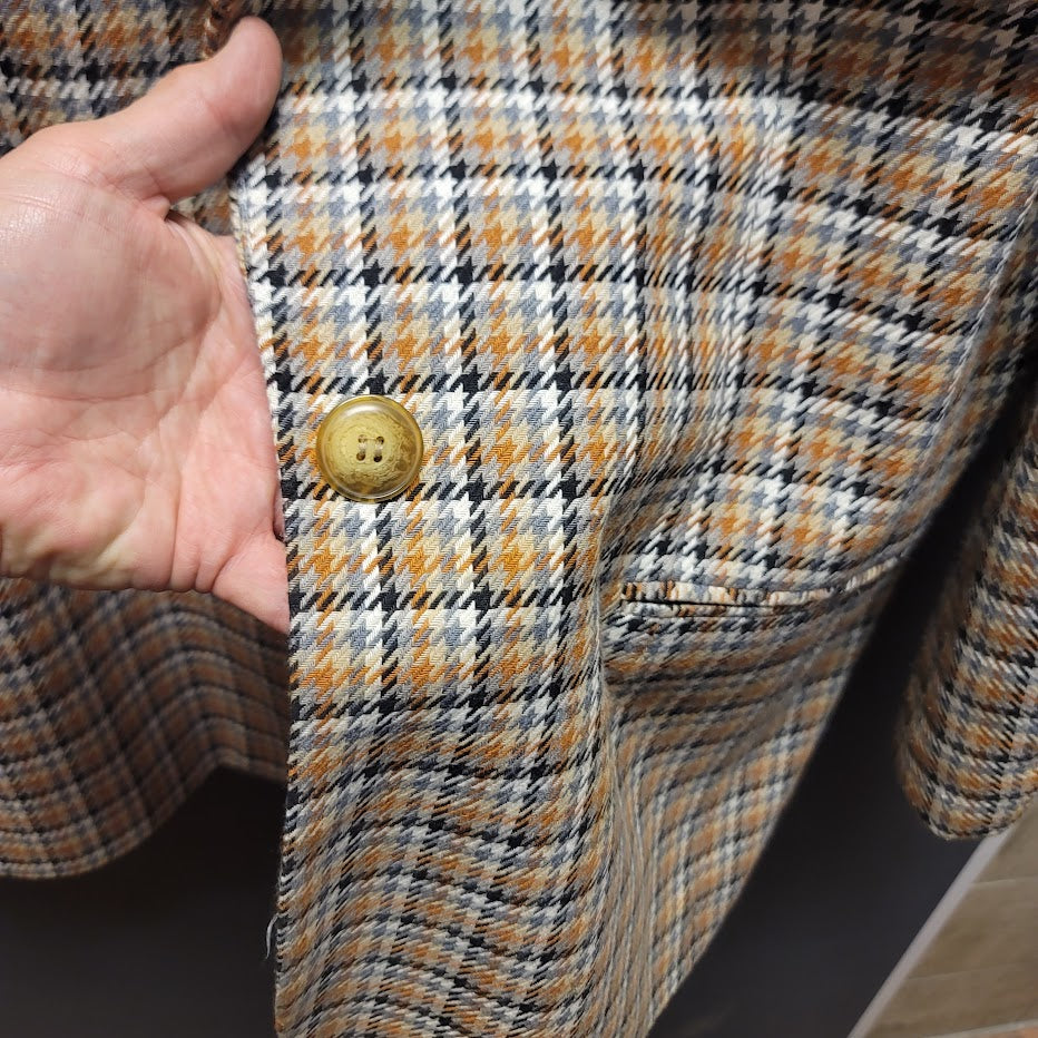 Vintage Part One Plaid Blazer Size 18 Brown Tan Check Dark Academia Oversized