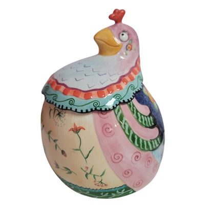 Fitz and Floyd Gypsy Chicks quirky Kitschy Goofy Eyed Hen Cookie Jar Multicolor