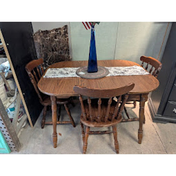 Secondhand Sandies: Dining table and 3 chairs  AS IS painting available