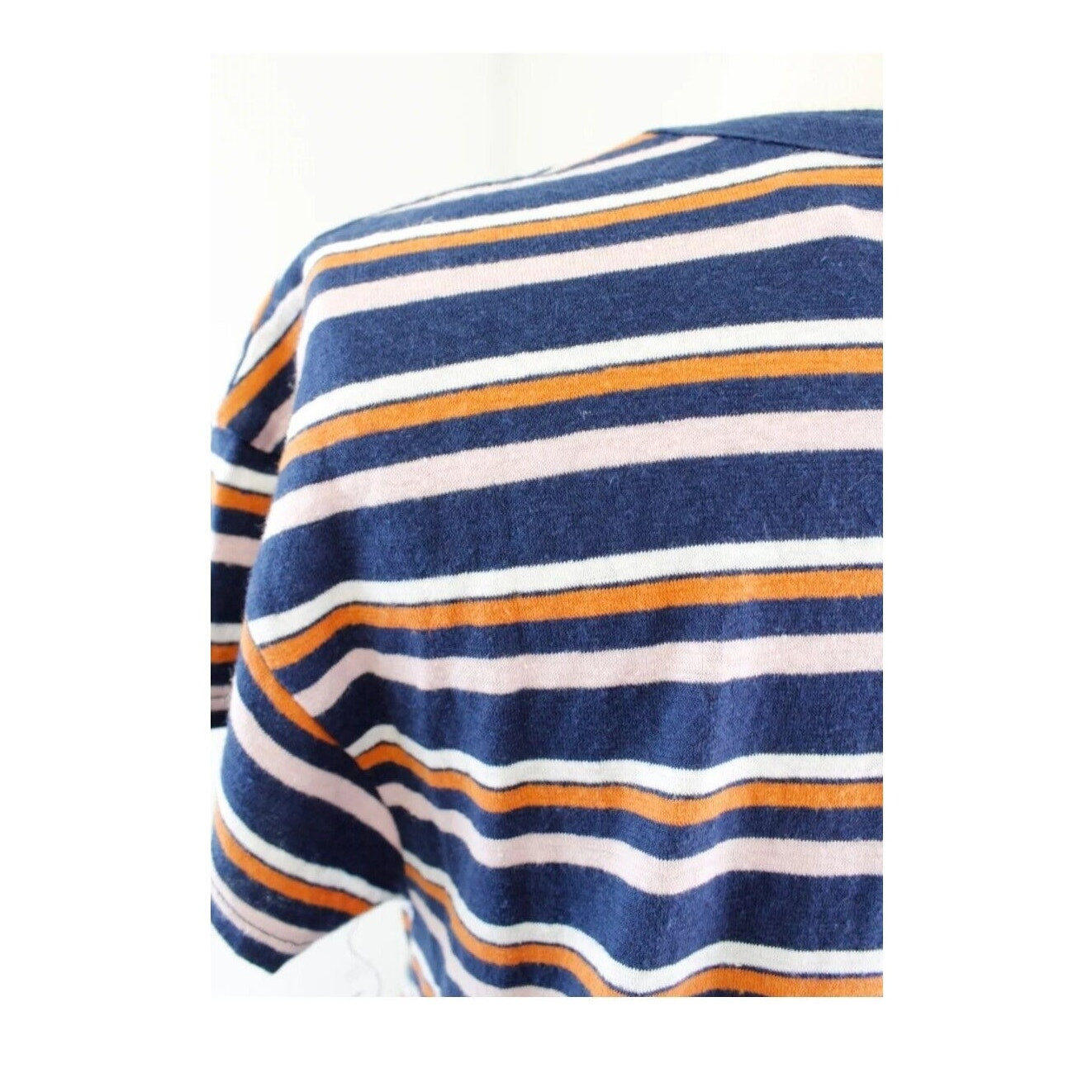 Madewell Striped Henley NEW T-Shirt Dress small  Hemp Blend Blue Short Sleeve