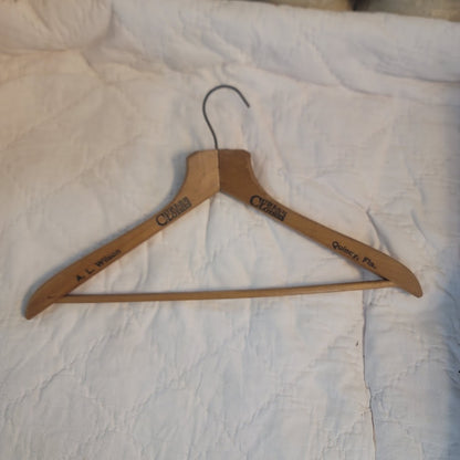 A.L. Wilson Adversting wood clothes hanger Curlee Clothes Quincy, Florida