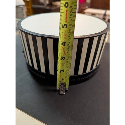Erno Laszlo Vintage Black and White Striped Round Hat Box Vanity Storage