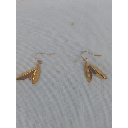 Area Stars 14K Gold Plated Brass Leaf Dangle Earrings Elegant Minimalist