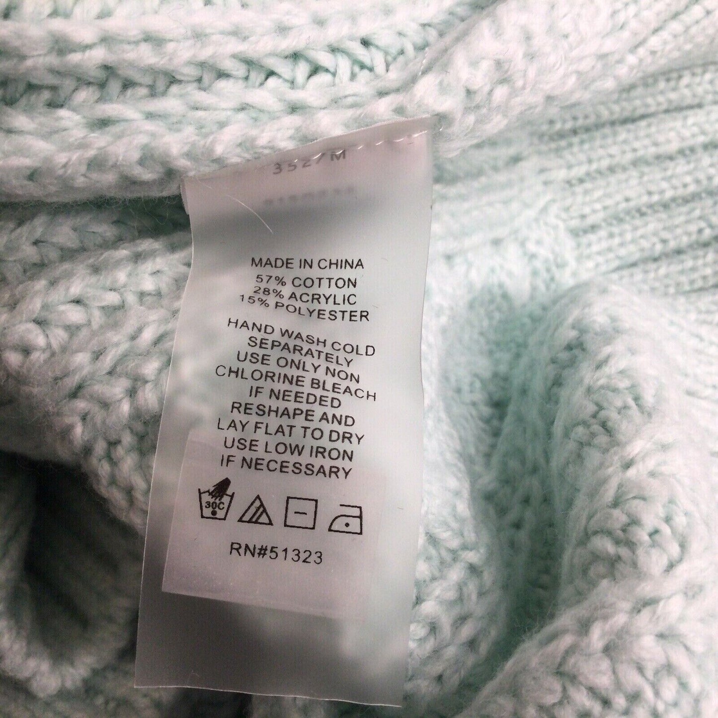 Vince Camuto Cable Knit Mock Neck Sweater MEDIUM Sea Mist Green NWT