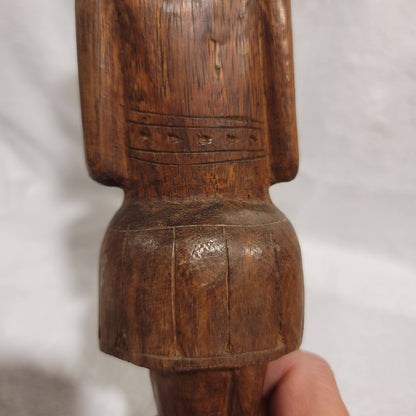 VINTAGE Papua New Guinea Massim Wood Tribal Carving Female Statue 12" Totem