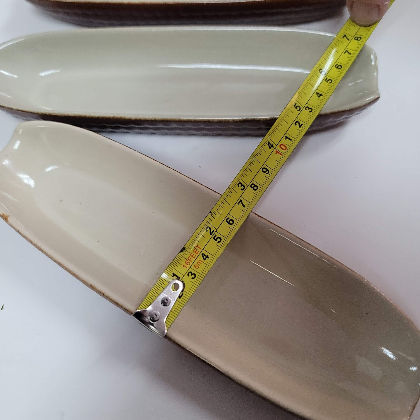 Set of 4 brown cream corn on the cob dishes Ceramic Glazed Corn Impression Serve