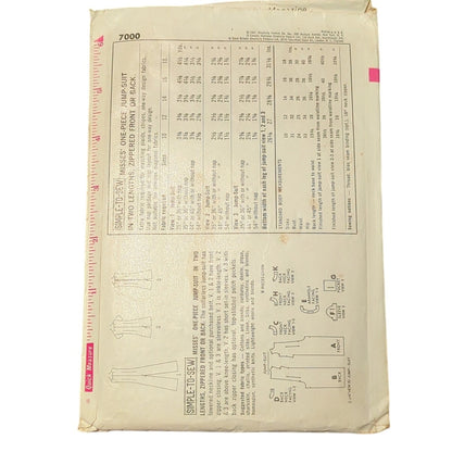 Vintage Sewing pattern Simplicity 7000, Size 12, Bust 34: dress and jumpsuit.