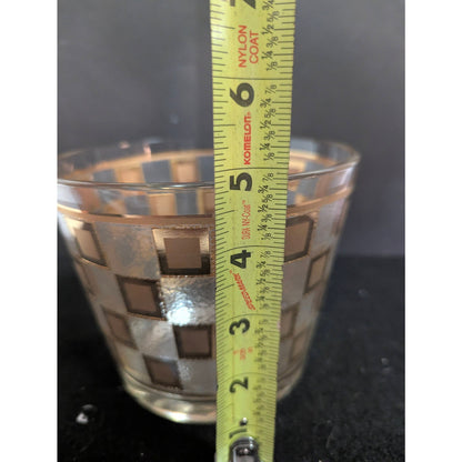 Vintage Culver Ice Bucket Golden Square Checkered 22K Gold MCM Barware MCM