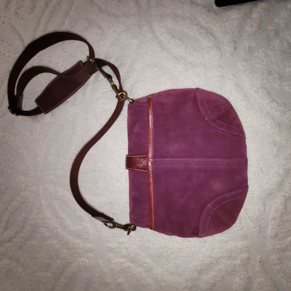 Coach Soho Magenta Suede Flap Shoulder Bag Vintage Y2K Boho Buckle Purse 10389