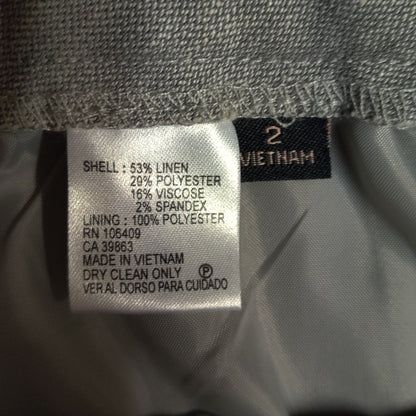 Alex Marie Flat Front Linen Blend Trousers Womens 2 Grey Minimalist Pants Career