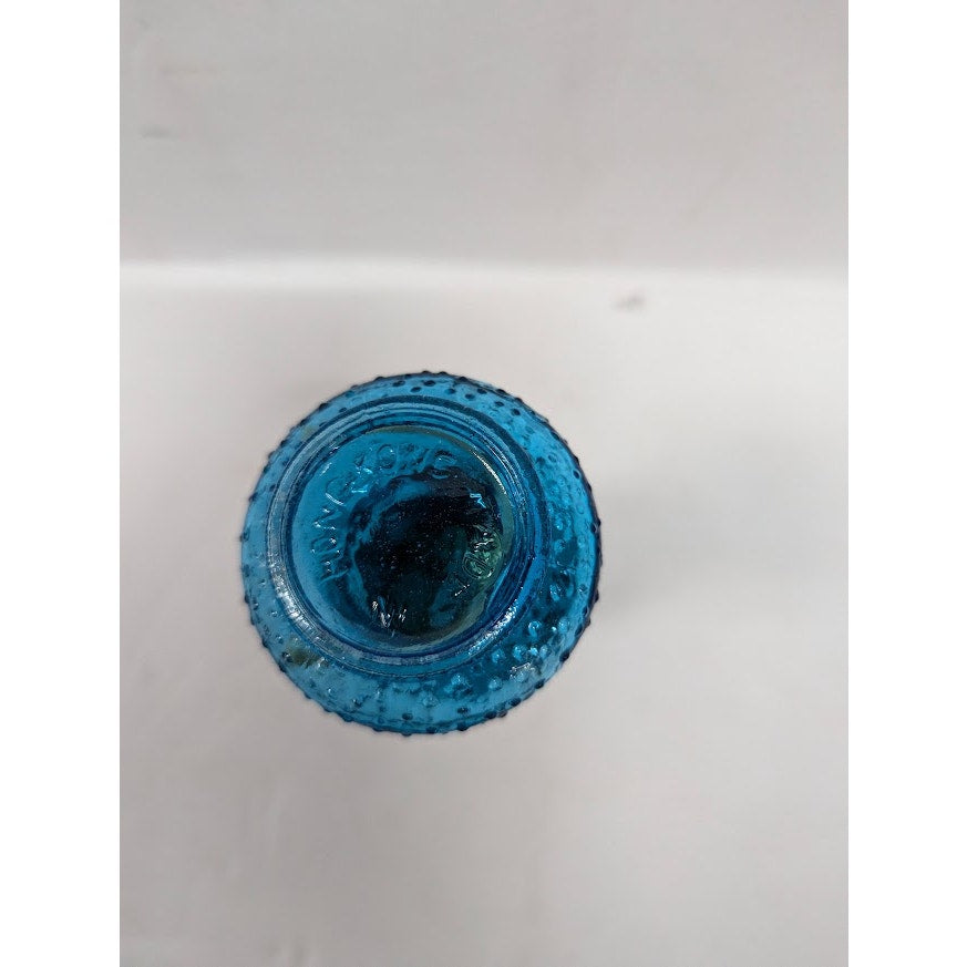 Vintage GLASS miniature oil hurricane lamp textured 1960s Flash painted BLUE 4"