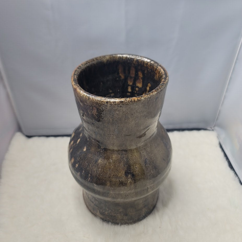 Mid-Century Modern Bulbous Studio Art Pottery Dripware Vase