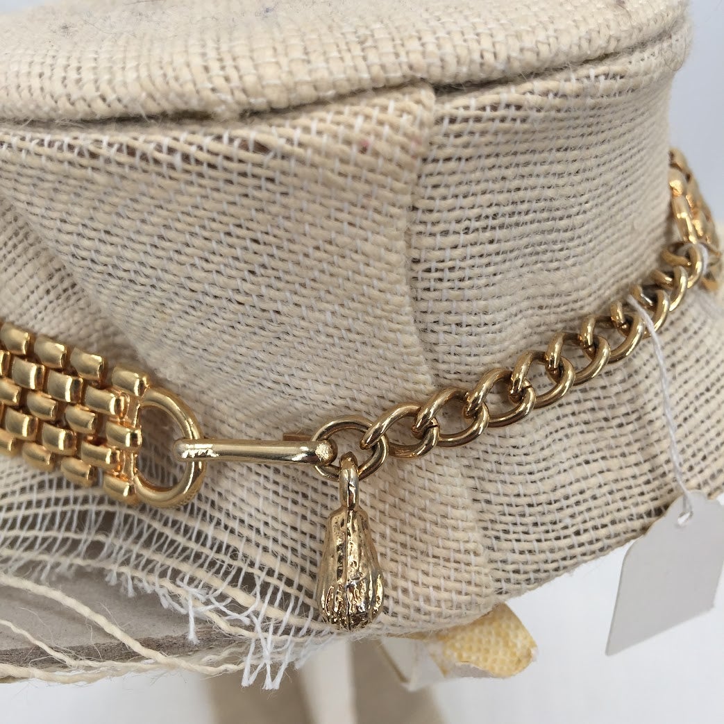 Vintage Fashion Necklace Choker collar DOM goldtone Reticulated Bendable CHUNKY