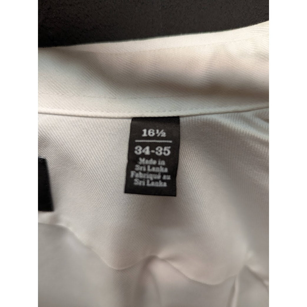 Nordstrom button up white Non Iron Trim Fit 16.5" 34-35 Long sleeve Dress Shirt