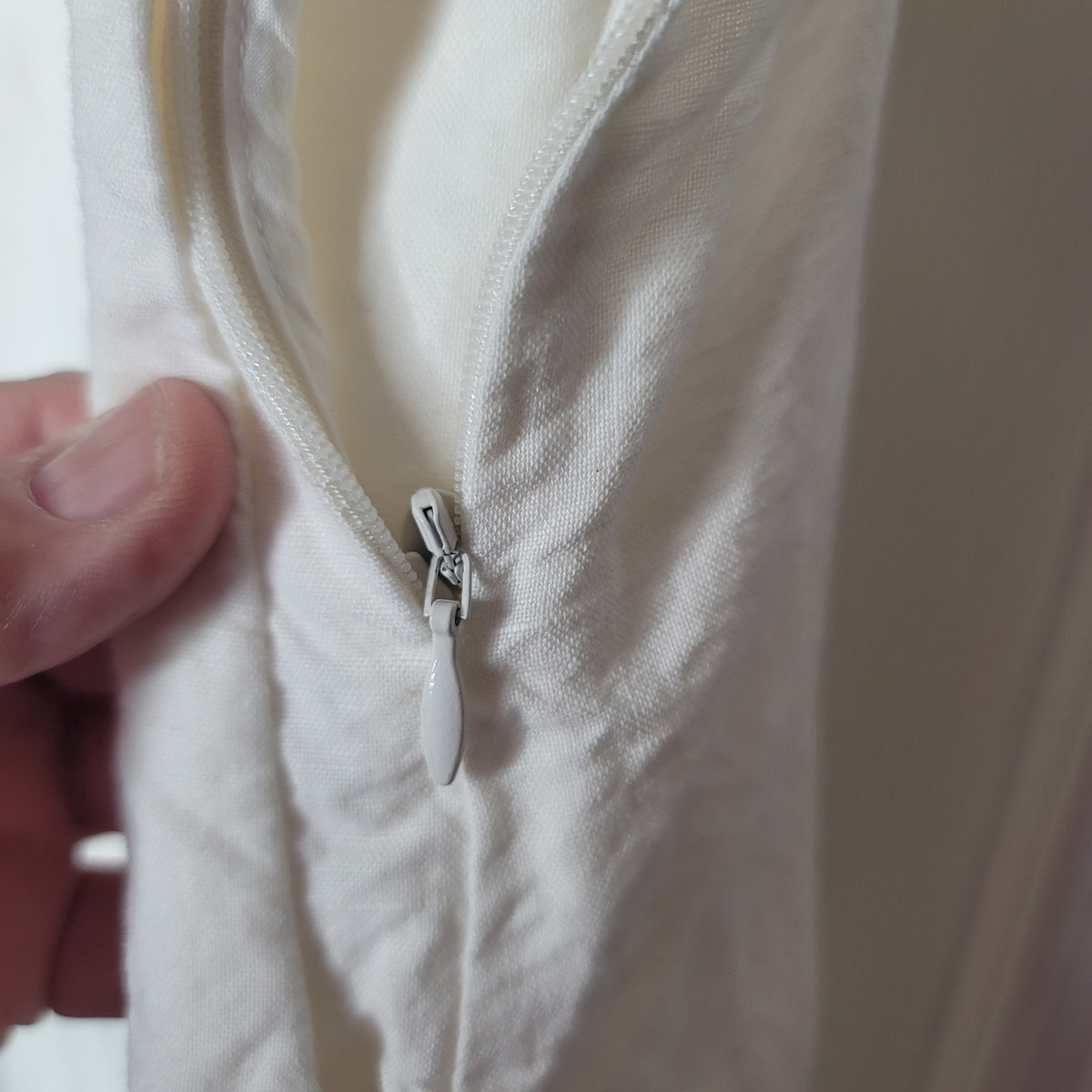 MADEWELL Linen Blend Button-Waist Wrap Midi Dress BROKEN ZIPPER NEEDS REPAIR