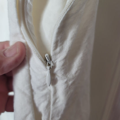 MADEWELL Linen Blend Button-Waist Wrap Midi Dress BROKEN ZIPPER NEEDS REPAIR