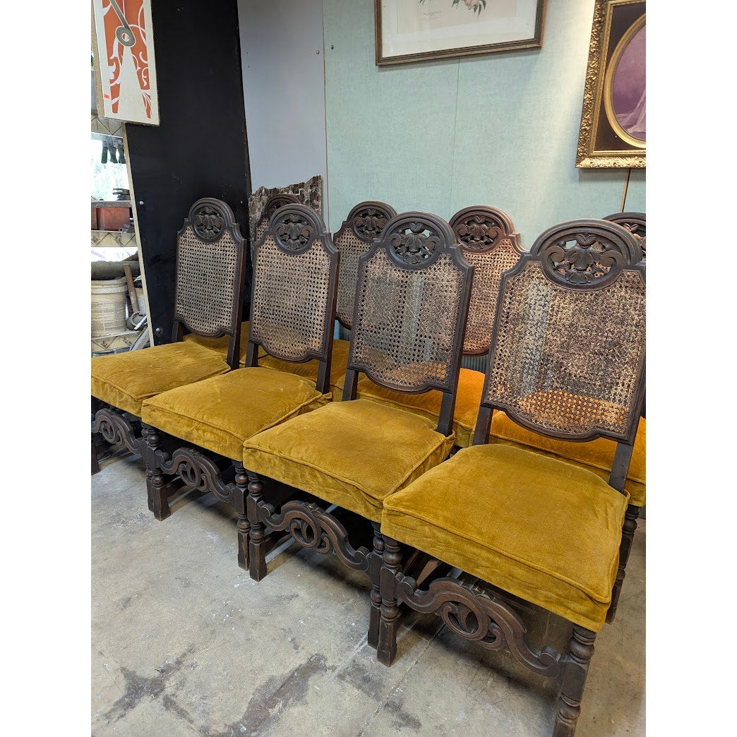 Secondhand Sandies: Set of 8 Antique Wood Rattan Dining Chairs
