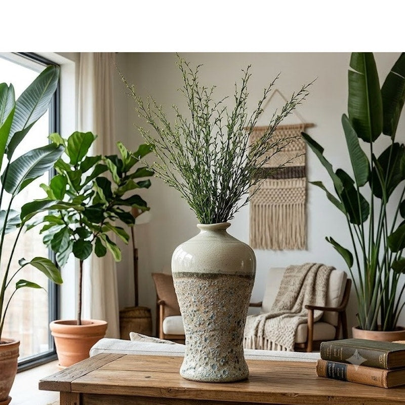 Sagebrook Home Decorative Ceramic Vase Green Mixture Textured Piece Crazing NEW