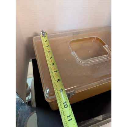 Vintage Wil-Hold Wilson yellow sewing box clear textured lid Harvest Gold 1970