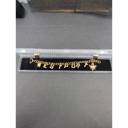Vintage Fashion BRACELET 7" Westport Canada leaf charms letters