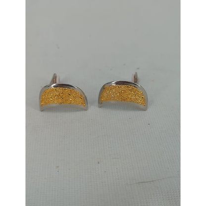 Vintage 90s Two Tone Gold Glitter Crescent Moon Clip On Statement Earrings