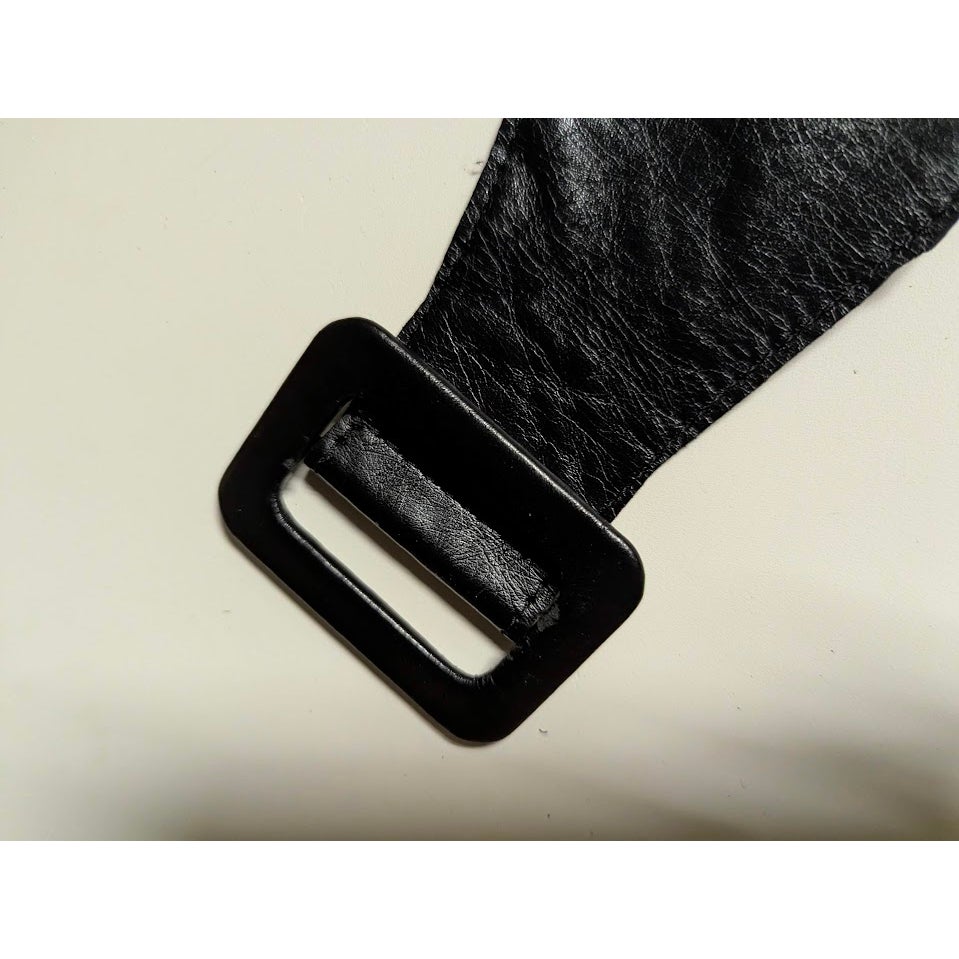 Vintage 3" soft leather black belt Cinch adjustable 1980s glam