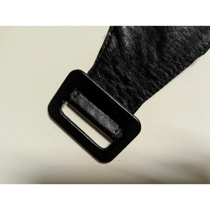 Vintage 3" soft leather black belt Cinch adjustable 1980s glam