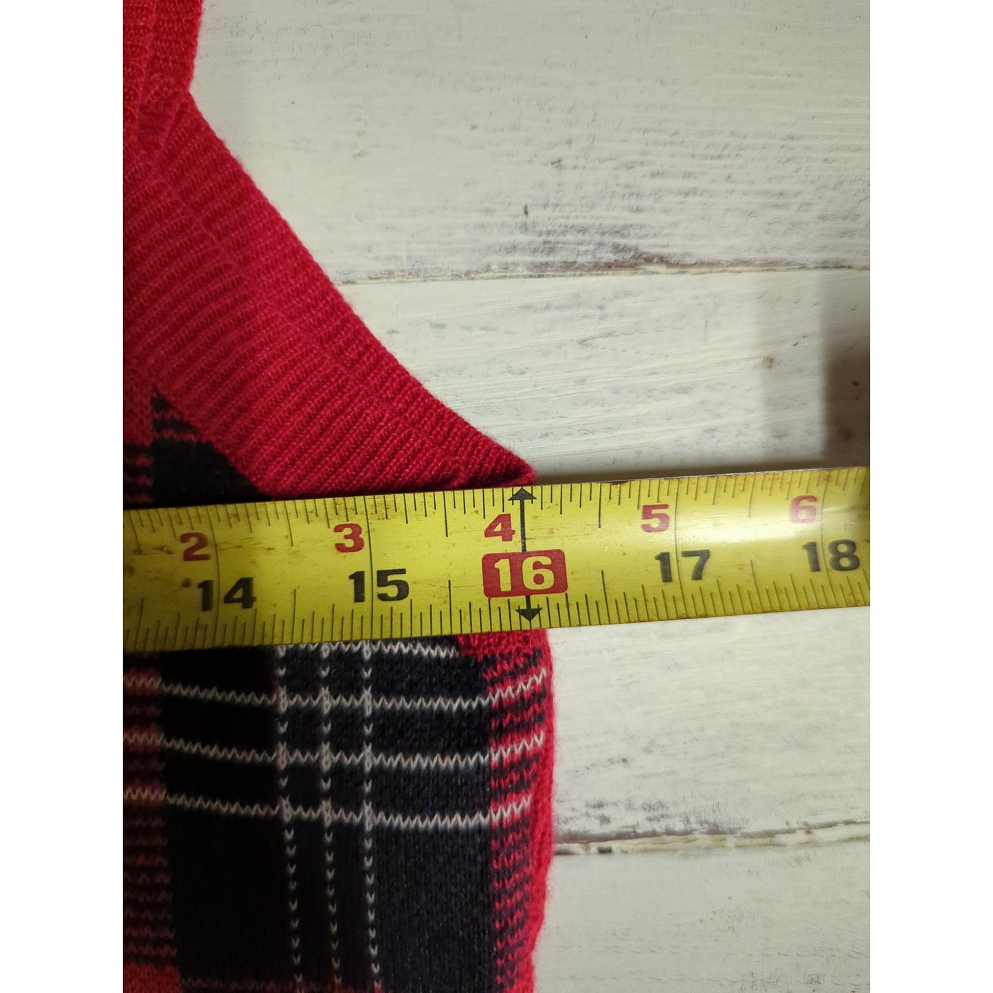 Tommy Jeans Vintage Red Black White Plaid Knit Sweater Vest Medium Sleeveless