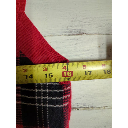 Tommy Jeans Vintage Red Black White Plaid Knit Sweater Vest Medium Sleeveless