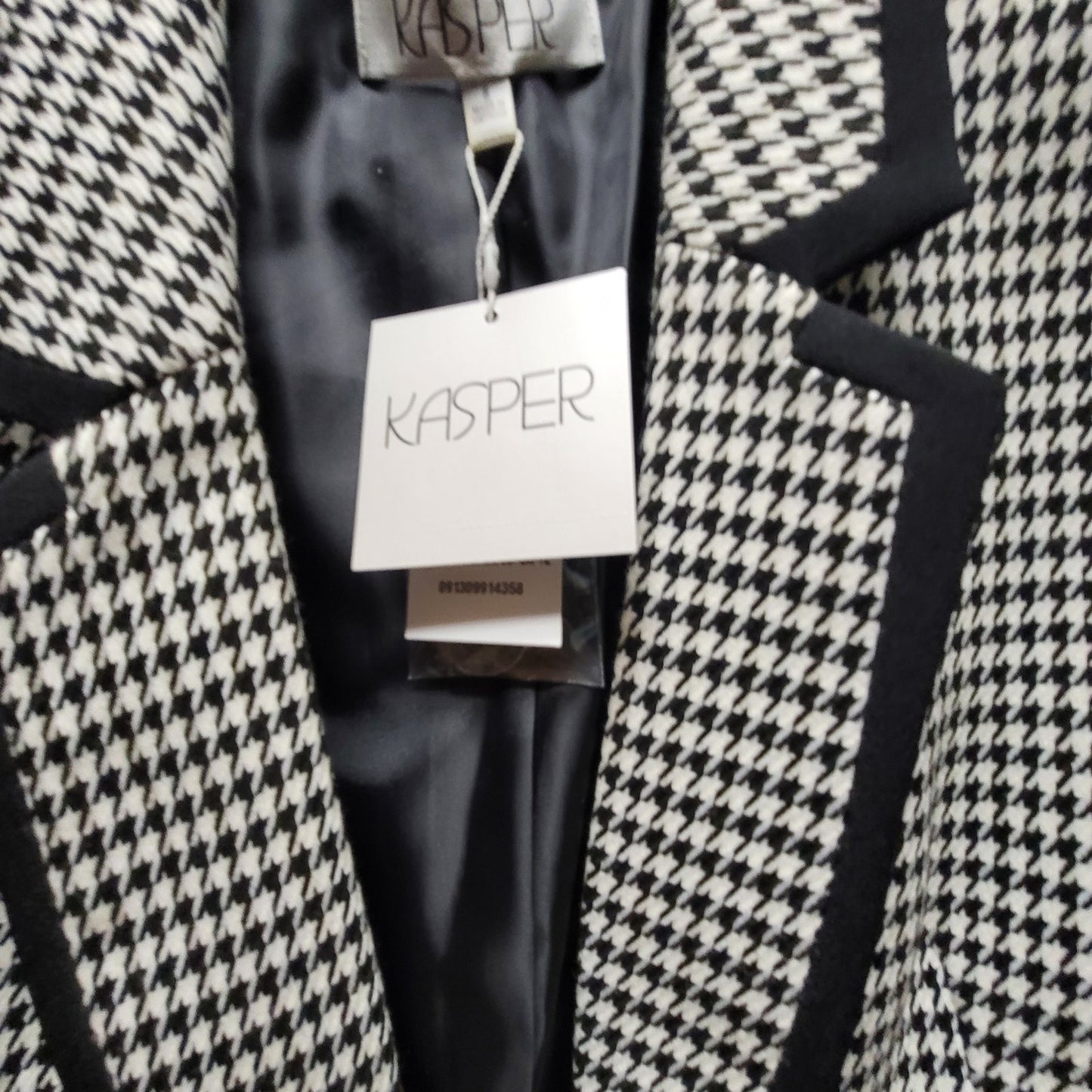 Kasper NWT Houndstooth Checked Blazer with Black Trim 8 Career Casual