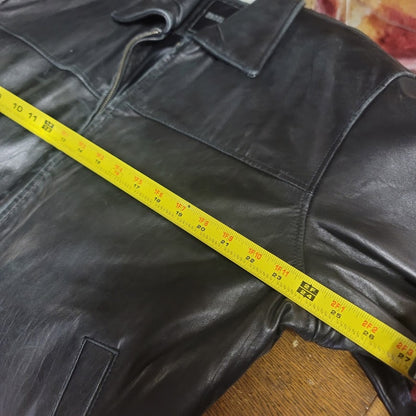 Vintage 80s black Excelled Leather Coat Jacket Men Large SOFT like butter BIKER