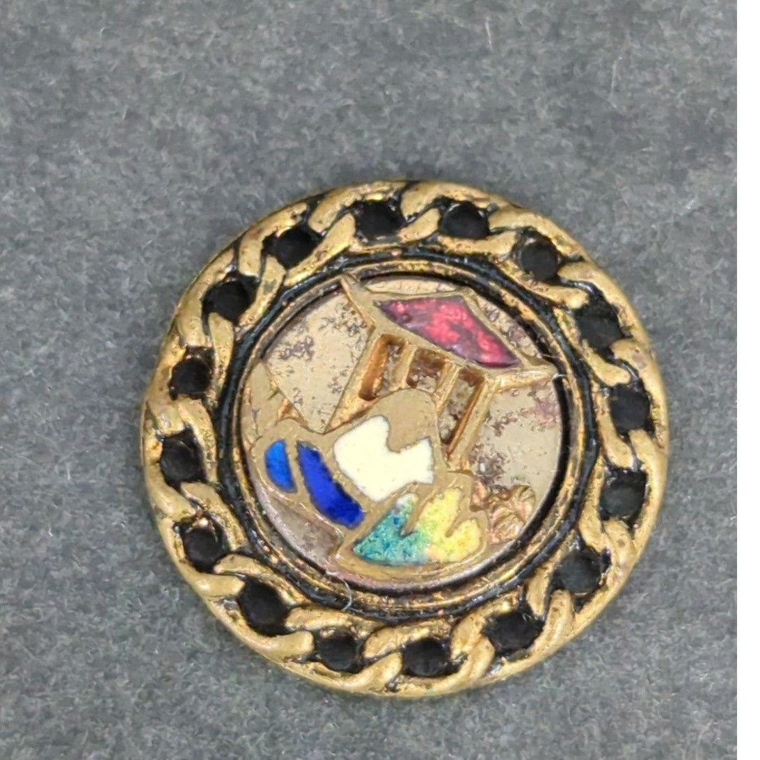 LOT RR of 10 Antique Vintage Victorian Brass Mixed Materials Buttons ESTATE FIND