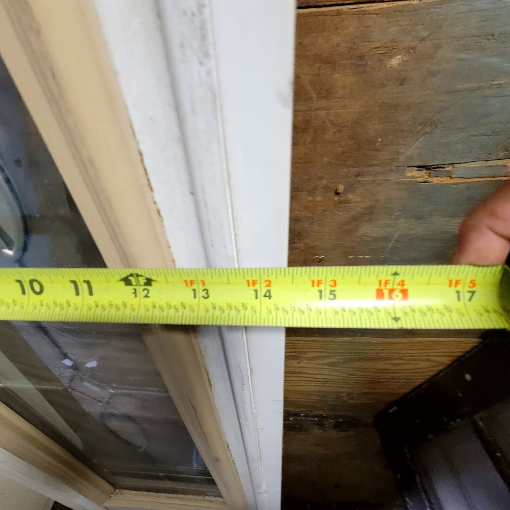 Single Vented Sidelite Glass with wood beveled glass USED architectural salvage