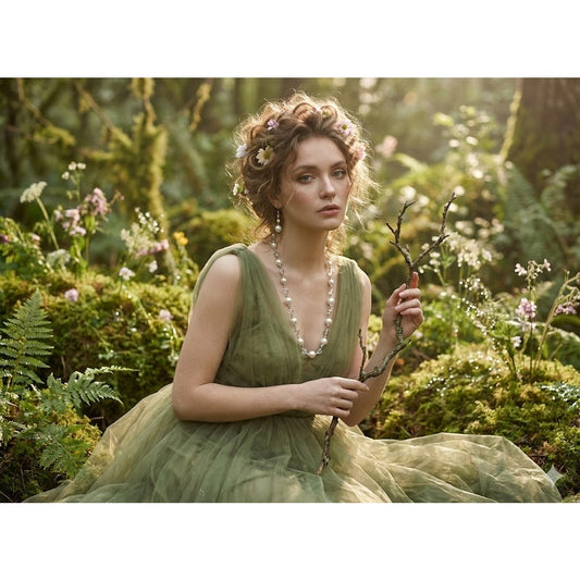 Vtg. Faux Pearl Facett Bead Necklace Earrings Set SilverTone Bridal Wedding Glam