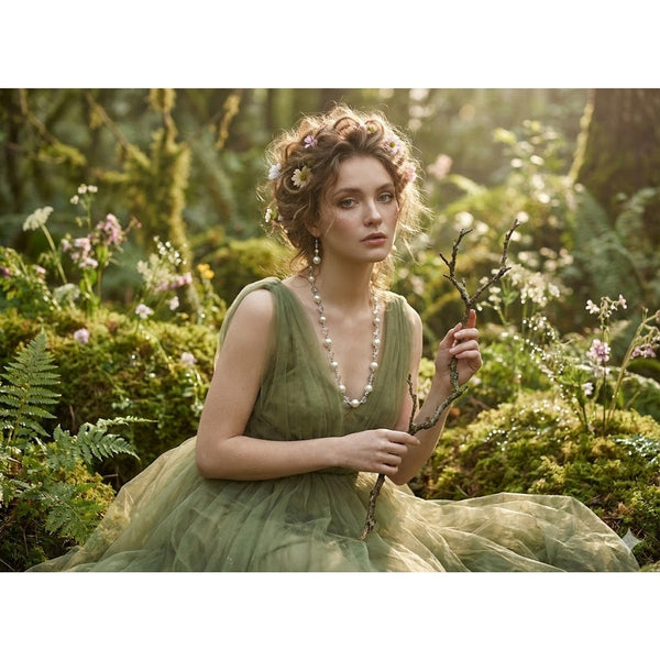 Vtg. Faux Pearl Facett Bead Necklace Earrings Set SilverTone Bridal Wedding Glam