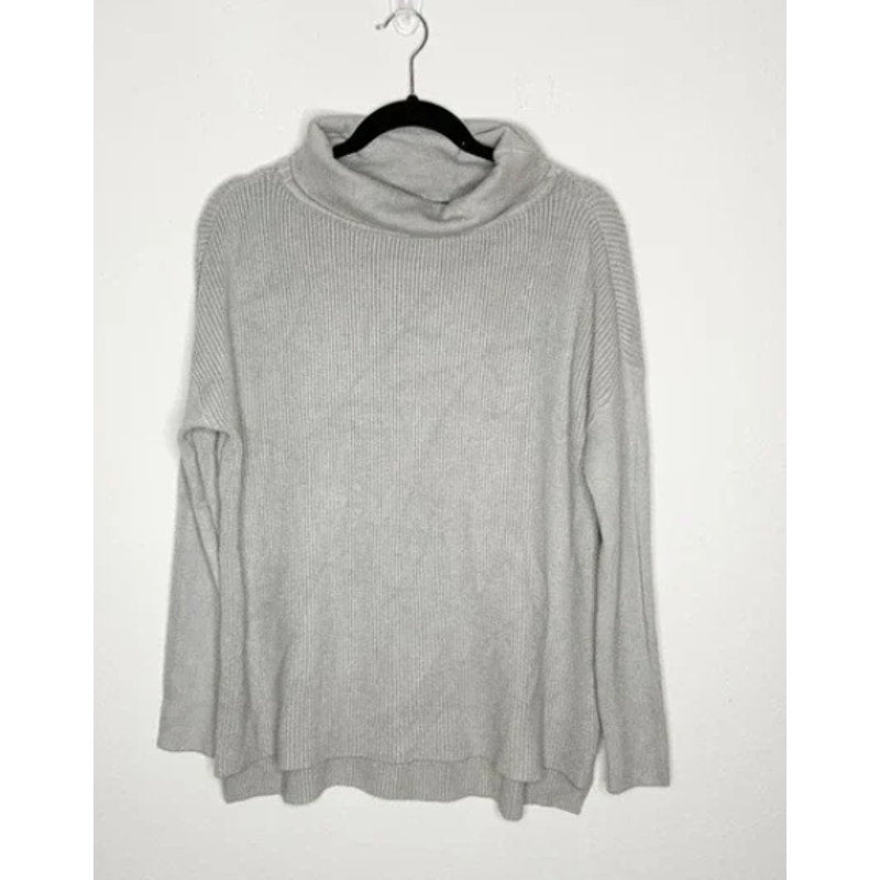 Devotion By Cyrus Cowl Neck Sweater Putty Grey Size XS High Low Knit Long Sleeve