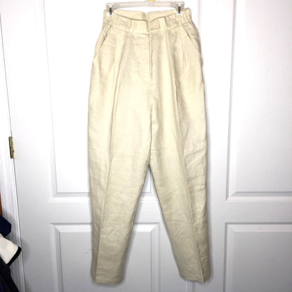 Premiere Designer 2 Pc. vintage Pant Jacket Suit Vintage LINEN Size 10 Cream