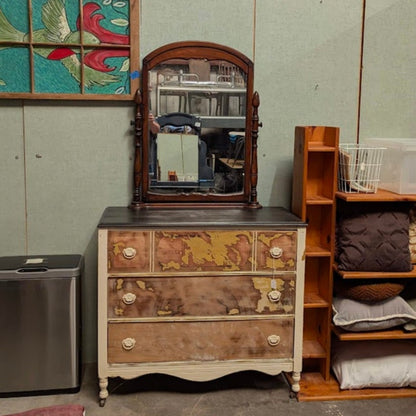 Secondhand Sandies: Mustard Farmhouse 3 drawer dresser with Mirror