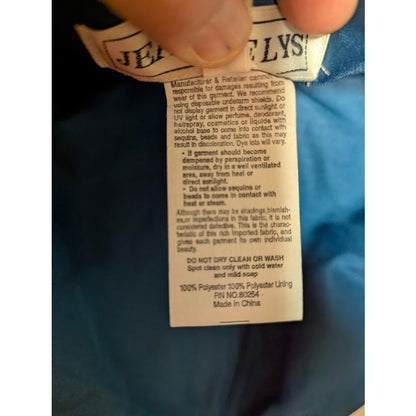 Jean De Lys Size 8 Womens Formal Dress with jacket Maxi Blue Taffeta Iridescent