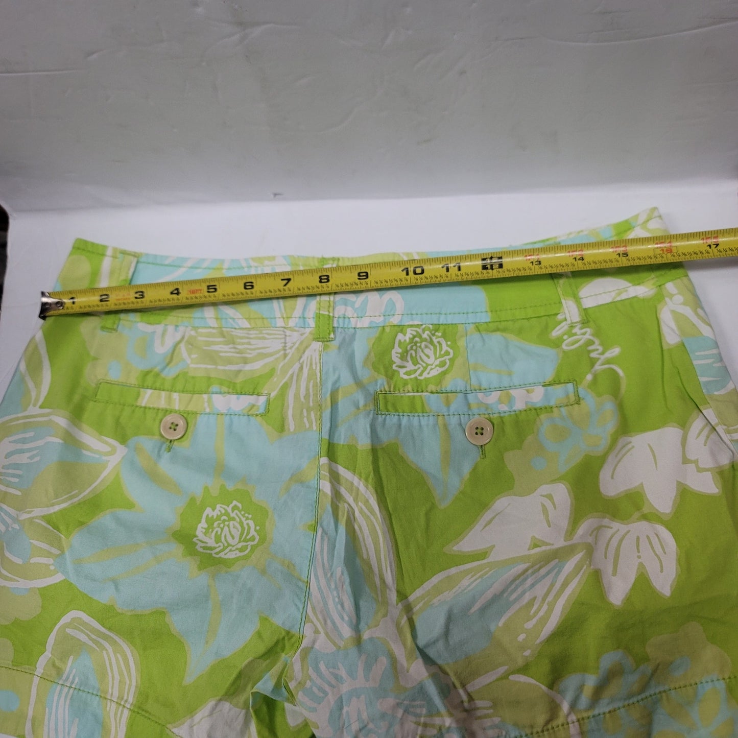 LILLY PULITZER Jubilee 50th Anniversary Shorts Green Blue Floral Size 6