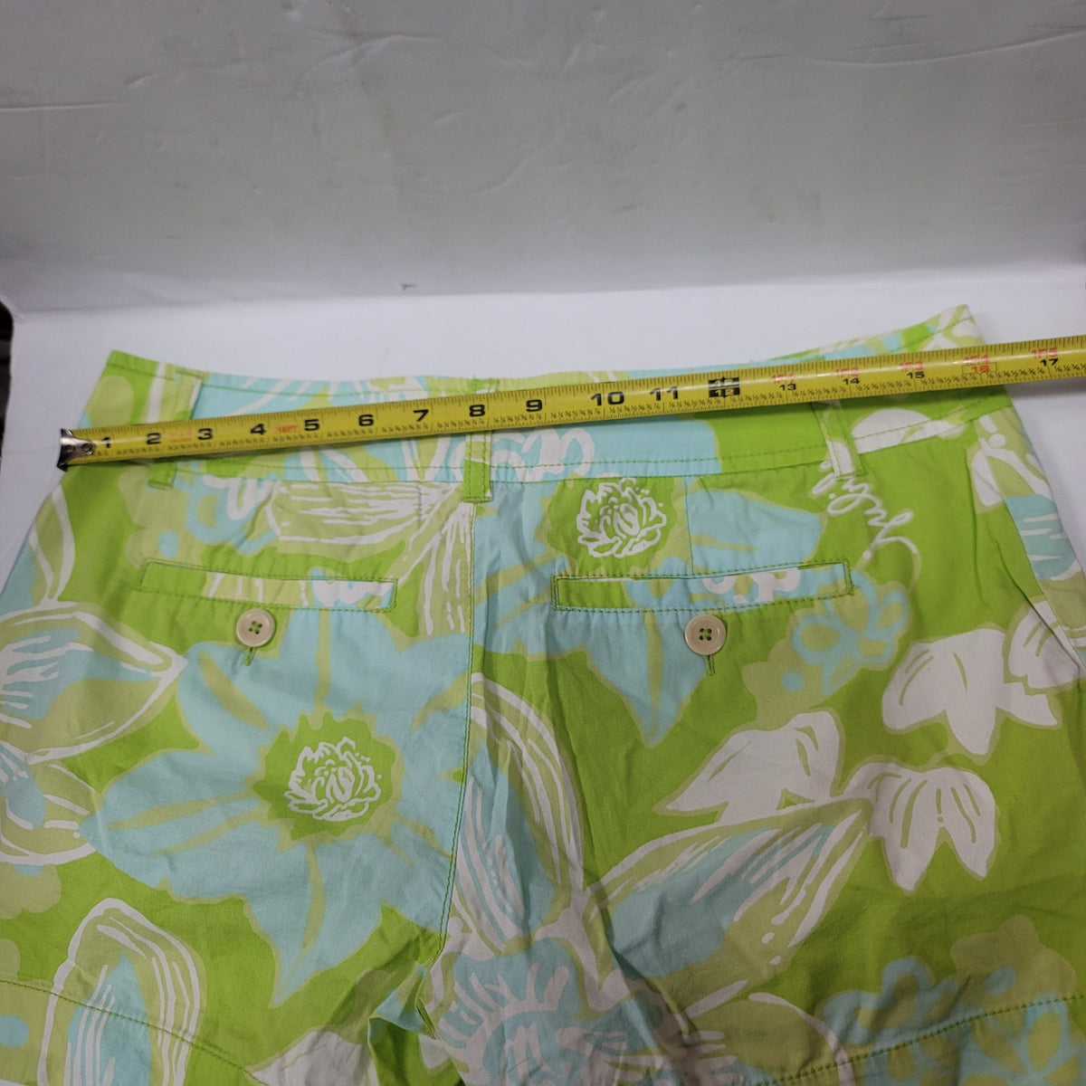 LILLY PULITZER Jubilee 50th Anniversary Shorts Green Blue Floral Size 6