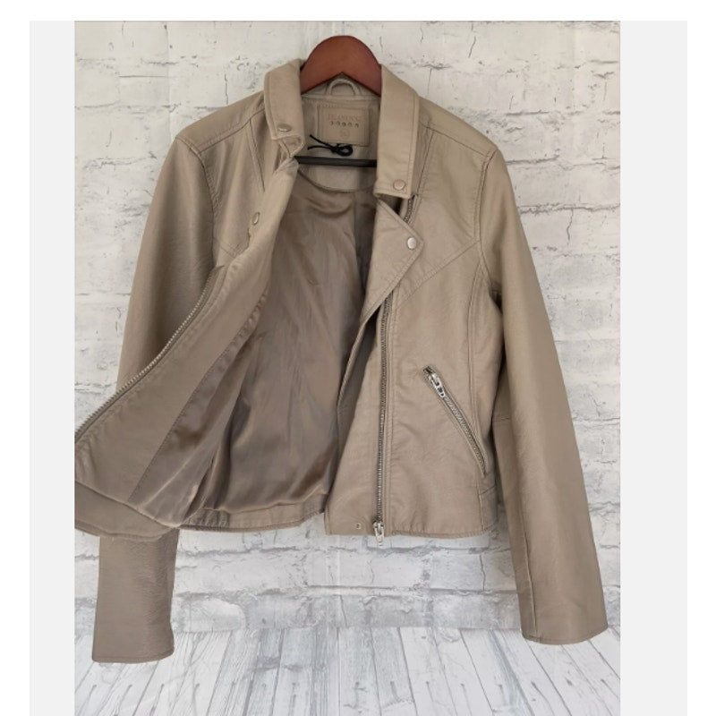 NEW BLANKNYC Denim Life Changer Moto Jacket - Fawn w/ Brushed Silver - XXL new