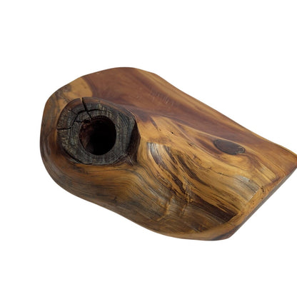 Handmade two tone wood Charcuterie Cheese Serving Board Vase Candle Hold 17"x12"