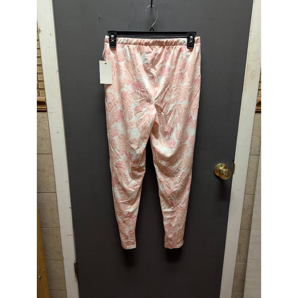 Hurley Soft Cozy PJ bottoms drawstring waist Pink botanicals Size Large NEW