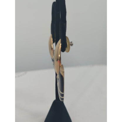 Vintage 1980s Gold-Tone & Black Enamel Geometric Dangle Clip-On Earrings